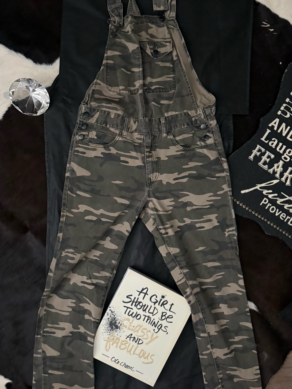 Forever 21 Olive Camo Overalls